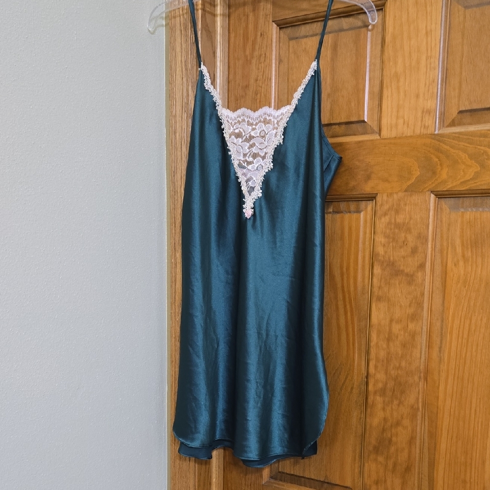 Angelique Satin Teal Chemises With Cover